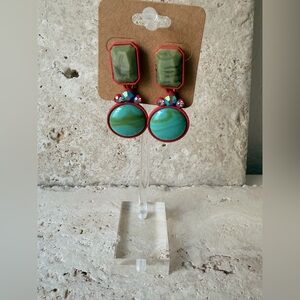 Elegant Green and Red Dangle Earrings